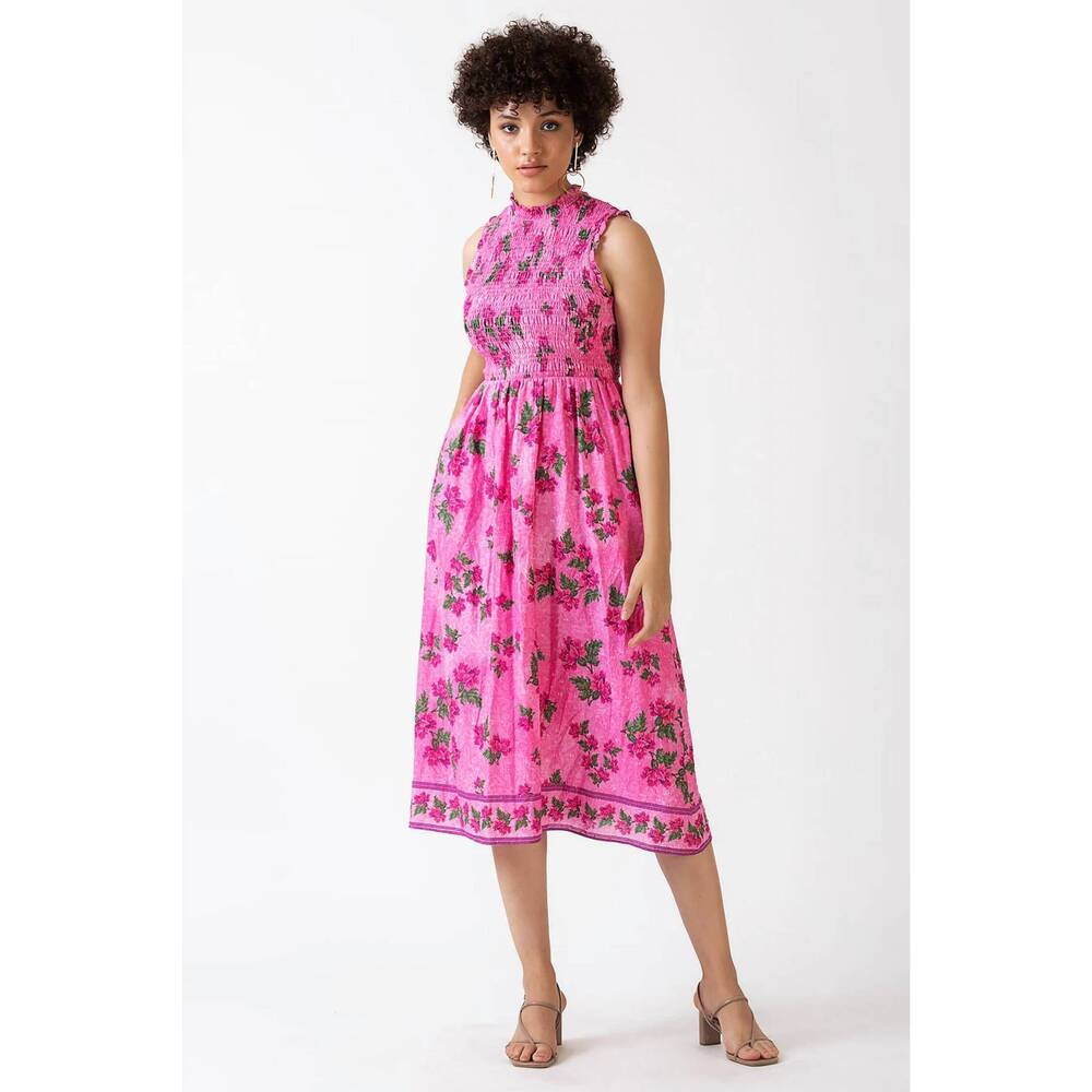 NEW CELINA MOON harmony midi dress in pink blossoms